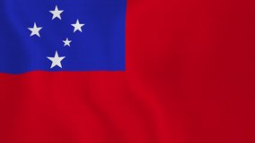 [loopable] Flag of Samoa. Samoan official flag gently waving in the wind. Highly detailed fabric texture for 4K resolution. 15 seconds loop. Source: CGI rendering. Clip ID: ax816c