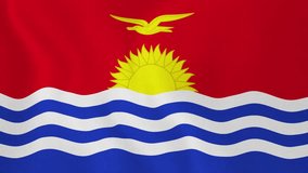 [loopable] Flag of Kiribati. I-Kiribati official flag gently waving in the wind. Highly detailed fabric texture for 4K resolution. 15 seconds loop. Source: CGI rendering. Clip ID: ax658c