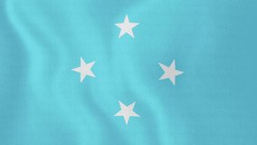 [loopable] Flag of Micronesia. Micronesian official flag gently waving in the wind. Highly detailed fabric texture for 4K resolution. 15 seconds loop. Source: CGI rendering. Clip ID: ax736c