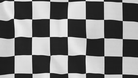 [loopable] Racing flag waving in the wind. Highly detailed fabric texture for 4K resolution. 15 seconds loop. Source: CGI rendering. Clip ID: ax819c