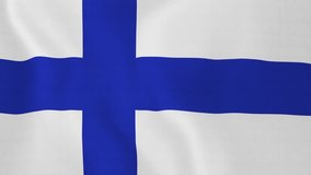 [loopable] Flag of Finland. Finnish official flag gently waving in the wind. Highly detailed fabric texture for 4K resolution. 15 seconds loop. Source: CGI rendering. Clip ID: ax644c
