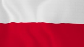 [loopable] Flag of Poland. Polish official flag gently waving in the wind. Highly detailed fabric texture for 4K resolution. 15 seconds loop. Source: CGI rendering. Clip ID: ax746c