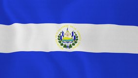 [loopable] Flag of El Salvador. Salvadoranf official flag gently waving in the wind. Highly detailed fabric texture for 4K resolution. 15 seconds loop. Source: CGI rendering. Clip ID: ax635c