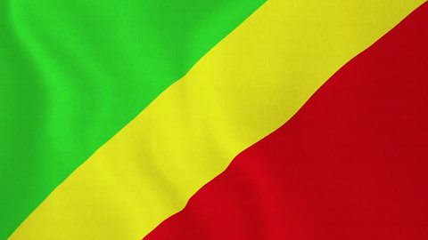 [loopable] Flag of Congo (Brazzaville). Congo (Brazzaville) official flag gently waving in the wind. Highly detailed fabric texture for 4K resolution. 15 seconds loop. Clip ID: ax622c