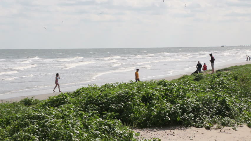 Beach People in Galveston Texas