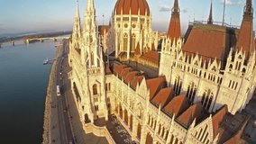 Bird's eye view on Hungarian parliament in Budapest
