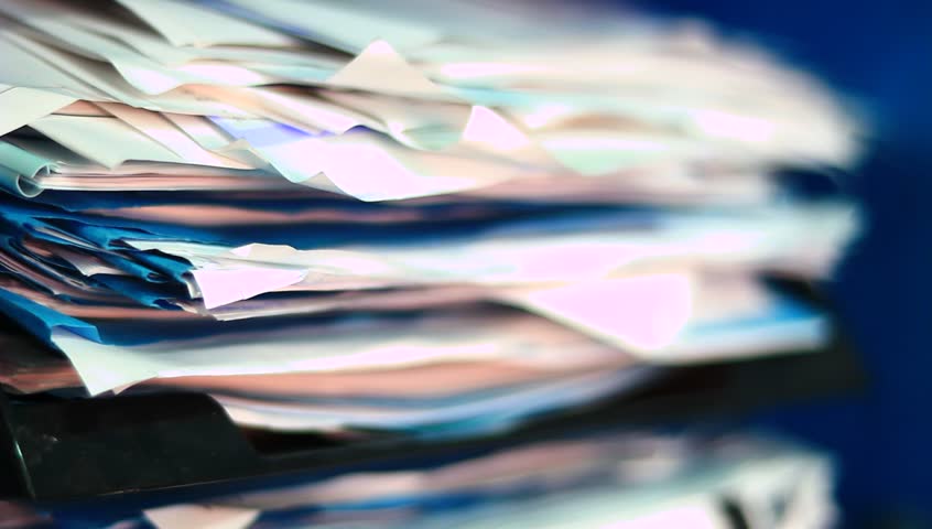 A pile of documents and office paper. Royalty-Free Stock Footage #8965399