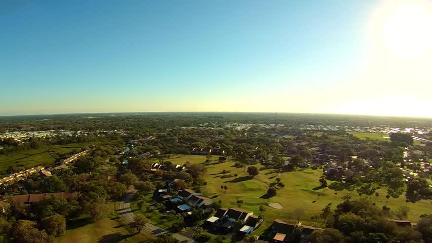 Over typical condos. Typical Florida west coast aerial view. Venice Florida area.