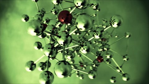 Abstract Molecular Structure with spinning camera. Abstract view of molecules. 3D rendering with raytraced textures. 
