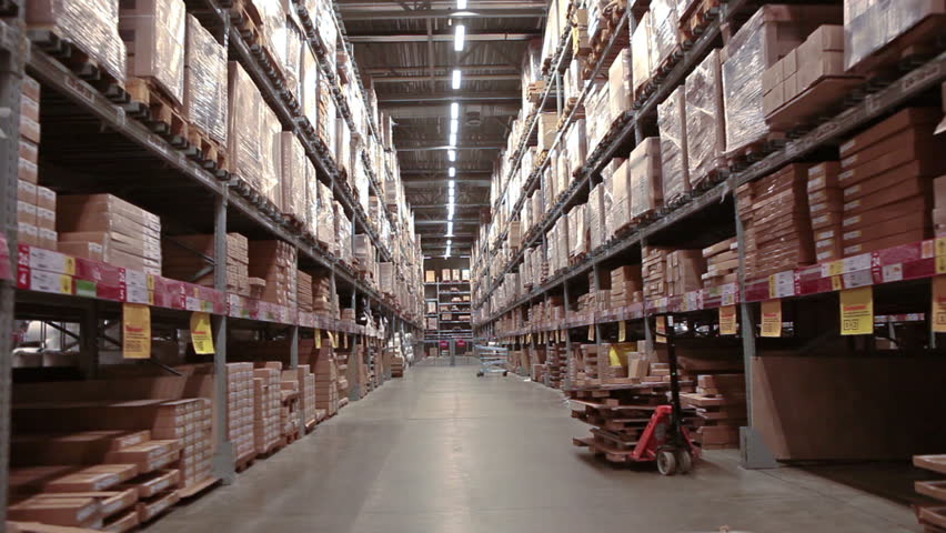 Multi Level Warehouse with Racks Stock Footage Video (100% Royalty-free