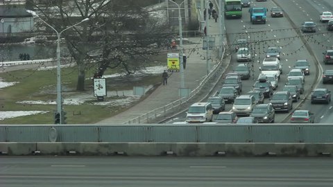Minsk, the flow of vehicles on the roads