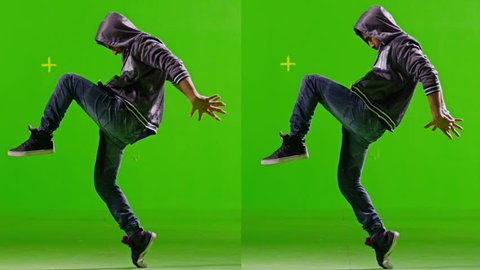 FEW SHOTS! Professional Hip Hop break dance. Dancing on Green screen. Few shots. Slow motion.
