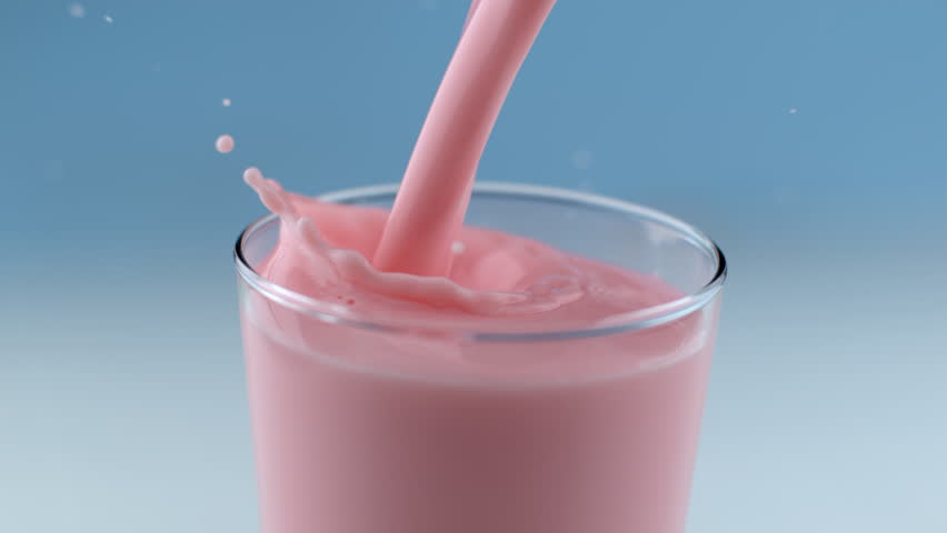 Strawberry Milk Pouring And Splashing Stock Footage Video 100 Royalty
