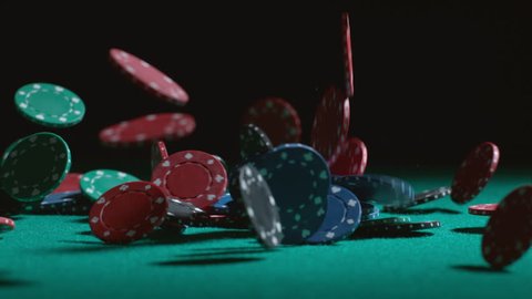 Poker chips falling in slow motion; shot on Phantom Flex 4K at 1000 fps