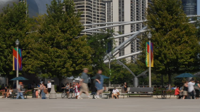 People enjoying city park time lapse