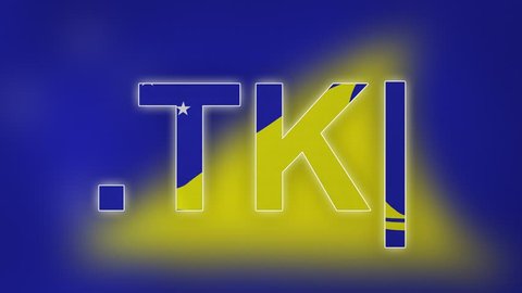 TK - internet domain of Tokelau. Typing top-level domain “.TK” against blurred waving national flag of Tokelau. Highly detailed fabric texture for 4K resolution. Clip ID: ax1047c