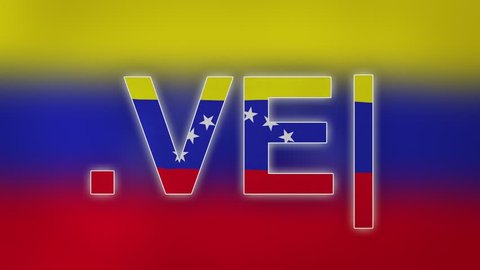 VE - internet domain of Venezuela. Typing top-level domain “.VE” against blurred waving national flag of Venezuela. Highly detailed fabric texture for 4K resolution. Clip ID: ax1070c