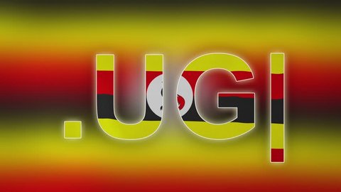 UG - internet domain of Uganda. Typing top-level domain “.UG” against blurred waving national flag of Uganda. Highly detailed fabric texture for 4K resolution. Source: CGI rendering. Clip ID: ax1056c