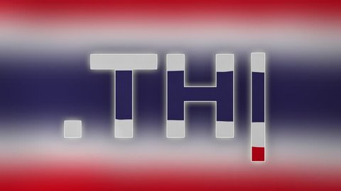 TH - internet domain of Thailand. Typing top-level domain “.TH” against blurred waving national flag of Thailand. Highly detailed fabric texture for 4K resolution. Clip ID: ax1045c