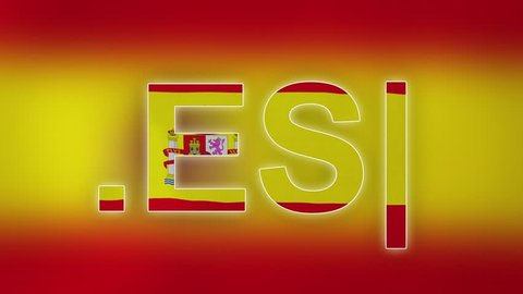 ES - internet domain of Spain. Typing top-level domain “.ES” against blurred waving national flag of Spain. Highly detailed fabric texture for 4K resolution. Source: CGI rendering. Clip ID: ax1034c
