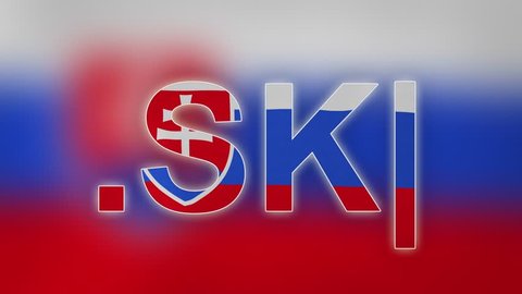 SK - internet domain of Slovakia. Typing top-level domain “.SK” against blurred waving national flag of Slovakia. Highly detailed fabric texture for 4K resolution. Clip ID: ax1028c