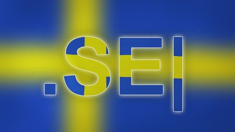 SE - internet domain of Sweden. Typing top-level domain “.SE” against blurred waving national flag of Sweden. Highly detailed fabric texture for 4K resolution. Source: CGI rendering. Clip ID: ax1041c