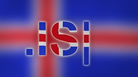 IS - internet domain of Iceland. Typing top-level domain “.IS” against blurred waving national flag of Iceland. Highly detailed fabric texture for 4K resolution. Source: CGI rendering. Clip ID: ax925c
