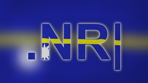 NR - internet domain of Nauru. Typing top-level domain “.NR” against blurred waving national flag of Nauru. Highly detailed fabric texture for 4K resolution. Source: CGI rendering. Clip ID: ax974c
