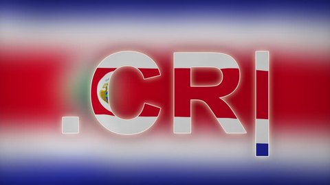 CR - internet domain of Costa Rica. Typing top-level domain “.CR” against blurred waving national flag of Costa Rica. Highly detailed fabric texture for 4K resolution. Clip ID: ax877c