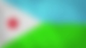 DJ - internet domain of Djibouti. Typing top-level domain “.DJ” against blurred waving national flag of Djibouti. Highly detailed fabric texture for 4K resolution. Clip ID: ax902c