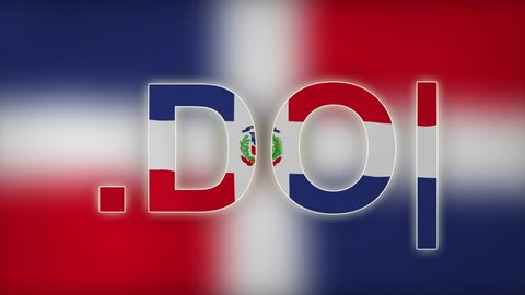 DO - internet domain of Dominican Republic. Typing top-level domain “.DO” against blurred waving national flag of Dominican Republic. Highly detailed fabric texture for 4K resolution. Clip ID: ax885c
