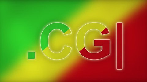 CG - internet domain of Congo (Brazzaville). Typing top-level domain “.CG” against blurred waving national flag of Congo (Brazzaville). Clip ID: ax874c