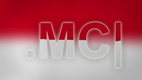 MC - internet domain of Monaco. Typing top-level domain “.MC” against blurred waving national flag of Monaco. Highly detailed fabric texture for 4K resolution. Source: CGI rendering. Clip ID: ax964c