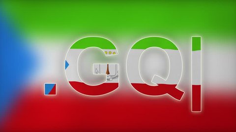 GQ - internet domain of Equatorial Guinea. Typing top-level domain “.GQ” against blurred waving national flag of Equatorial Guinea. Highly detailed fabric texture for 4K resolution. Clip ID: ax888c
