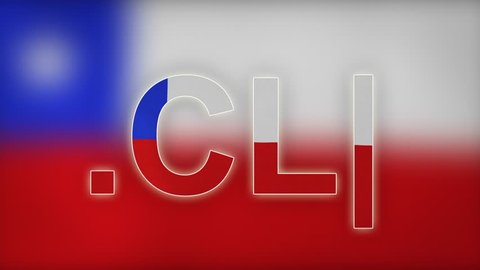 CL - internet domain of Chile. Typing top-level domain “.CL” against blurred waving national flag of Chile. Highly detailed fabric texture for 4K resolution. Source: CGI rendering. Clip ID: ax866c