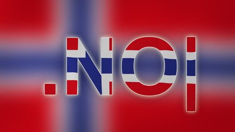 NO - internet domain of Norway. Typing top-level domain “.NO” against blurred waving national flag of Norway. Highly detailed fabric texture for 4K resolution. Source: CGI rendering. Clip ID: ax989c
