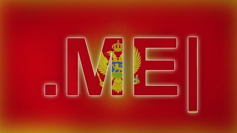 ME - internet domain of Montenegro. Typing top-level domain “.ME” against blurred waving national flag of Montenegro. Highly detailed fabric texture for 4K resolution. Clip ID: ax967c