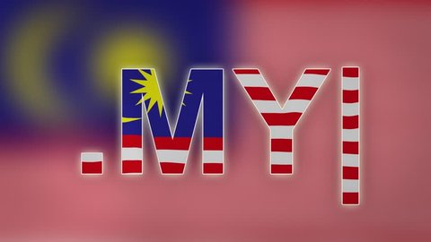 MY - internet domain of Malaysia. Typing top-level domain “.MY” against blurred waving national flag of Malaysia. Highly detailed fabric texture for 4K resolution. Clip ID: ax956c
