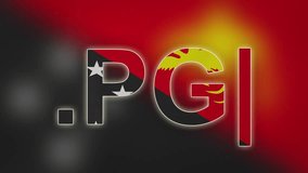 PG - internet domain of Papua New Guinea. Typing top-level domain “.PG” against blurred waving national flag of Papua New Guinea. Highly detailed fabric texture for 4K resolution. Clip ID: ax997c - Powered by Shutterstock - Get 15% off with code: PIKWIZARD15