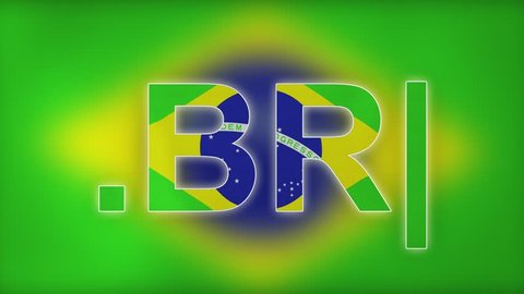 BR - internet domain of Brazil. Typing top-level domain “.BR” against blurred waving national flag of Brazil. Highly detailed fabric texture for 4K resolution. Source: CGI rendering. Clip ID: ax848c