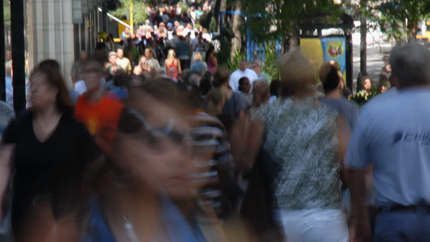 Crowds of people shopping time lapse