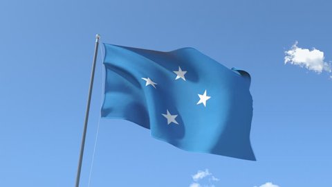 The Flag of Micronesia Waving on the Wind. Seamless Loop. You can find Alpha Matte on my other Videos.