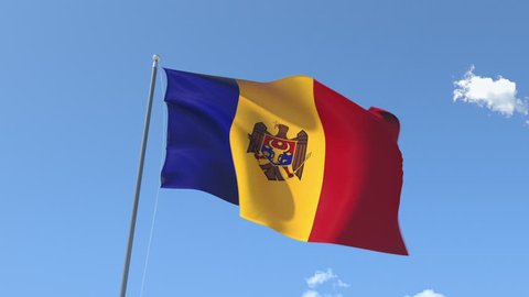 The Flag of Moldova Waving on the Wind. Seamless Loop. You can find Alpha Matte on my other Videos.