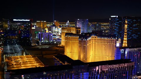 Las Vegas, Nevada, USA - November 26, 2014: Aerial view of Las Vegas Strip at night