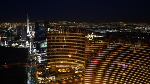 Las Vegas, Nevada, USA - November 26, 2014: Aerial view of Wynn and Encore