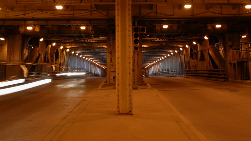 Underground traffic tunnel time lapse