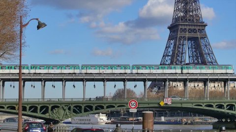 Metro Train-Eiffel Tower-Paris-France