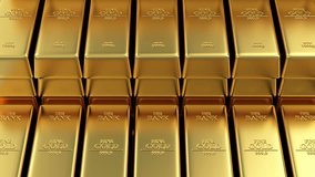 Business, Financial, Bank Gold Reserves Concept. Stack of Golden Bars in the Bank Vault Abstract Background. Full HD 1920x1080 HQ Animation Video Clip.