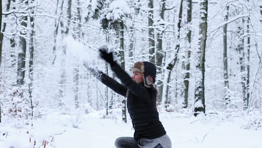 slow motion young woman throwing snow Stock Footage Video (100% Royalty ...