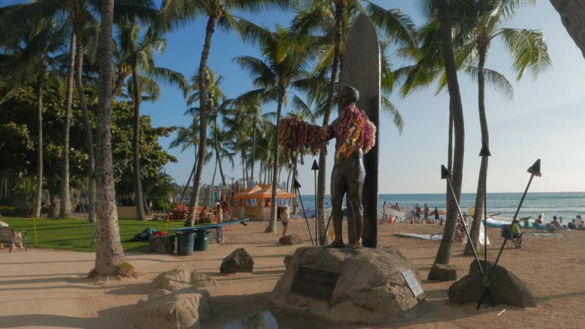 WAIKIKI, UNITED STATES OF AMERICA - JANUARY 12 2015- the duke kahanamoku statue in waikiki, hawaii
